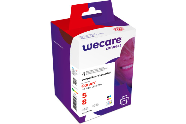 WECARE Multipack rebuilt BKCMY PGI5/CLI8 z.Canon PIXMA iP5200 26/3x13ml