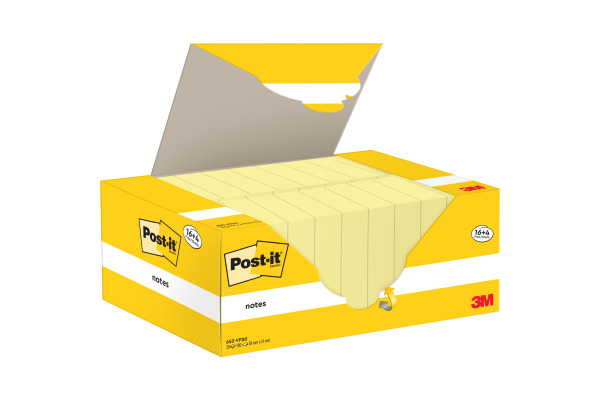 POST-IT Block Sparbox 38x51mm 653-VP20 gelb/100 Blatt 20 Stück
