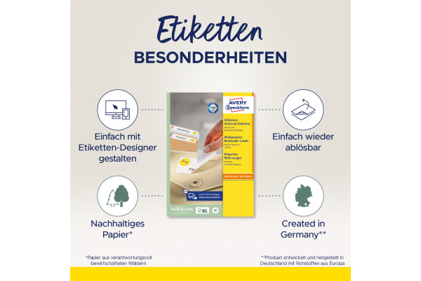 AVERY ZW. Universaletiketten 63,5x29,6mm L4737REV weiss,non-perm. 2700Stk.100B.