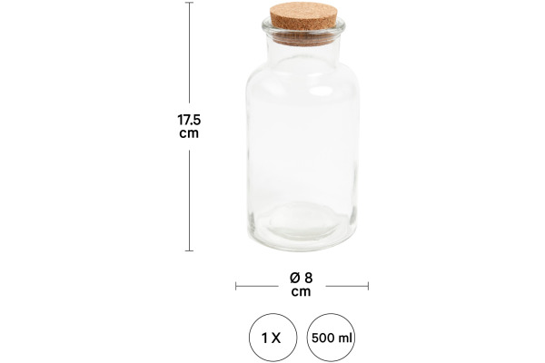 I AM CREA Glas 17.5cm 5100.04 mit Korkzapfen
