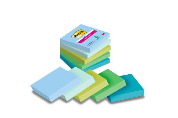 POST-IT Block Super Sticky Oasis 6545SSOAS 5-farbig, 5x90 Blatt 76x76mm