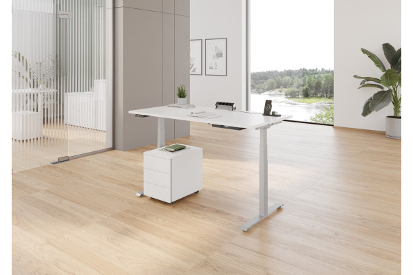APOLLO Bürotisch LXK 160x80cm VLXK6516 weiss/silber, elektrisch