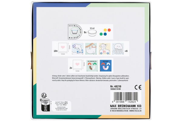 FOLIA Fingerfarben Happy Safari 48210 5 Farben