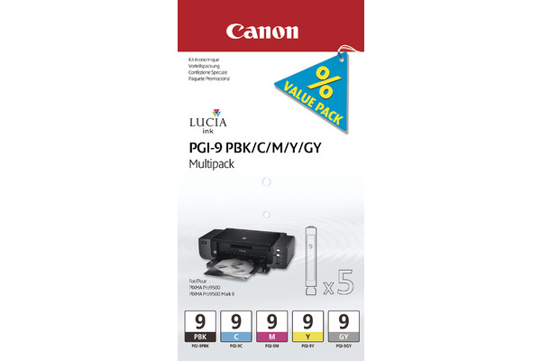 CANON Multipack Tinte PBK/CMY/GY PGI-9MUL PIXMA Pro9500 5 Stück