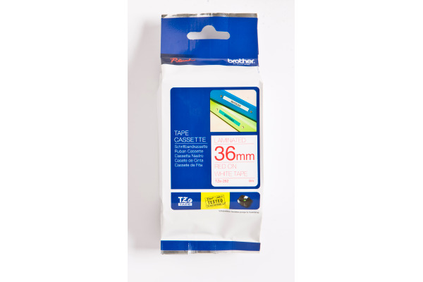 PTOUCH Band, laminiert rot/weiss TZe-262 PT-3600 36 mm