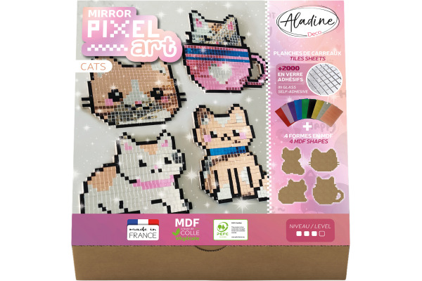 ALADINE Pixel Art Set Cats 85624 Spiegel-Mosaik 4 Stück