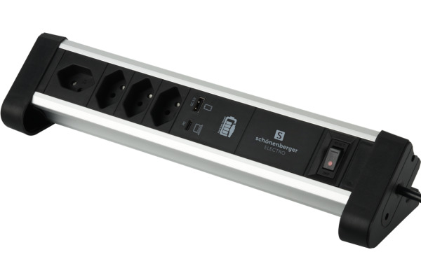 S-ELECTRO Tischsteckdosenleiste Alu 85.835.4A USB C/A