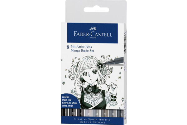 FABER-CA. Pitt Artist Pen Manga Basic 167107 grau 8 Stück