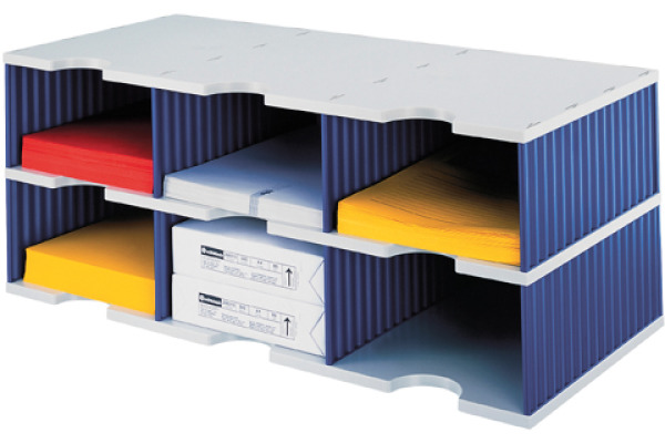 STYRO Ablagesystem styrodoc jumbo 268-03221 grau/blau 6 Fächer