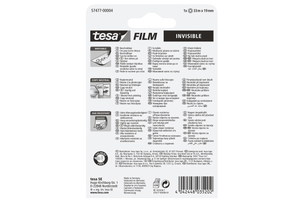 TESA Klebeband invisible 19mmx33m 574770000 Blister