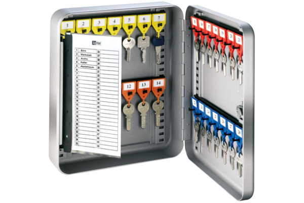 RIEFFEL Schlüsselkasten KyStor grau A15611 24,2x30x8cm 28 Haken