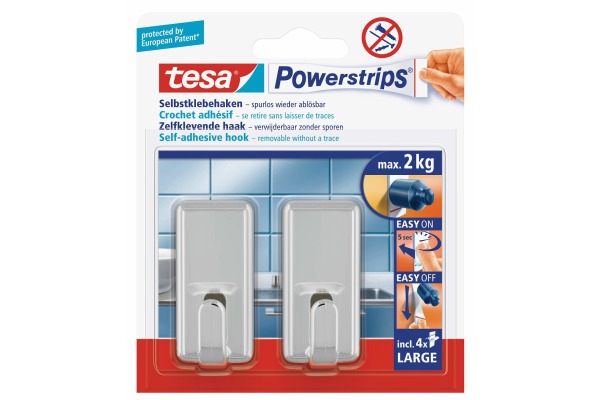 TESA Powerstrips Haken Classic 580510001 2 Haken/4 Strips Large