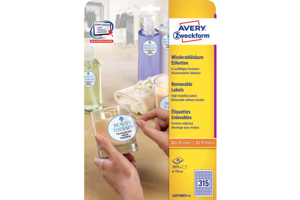 AVERY ZW. Etiketten 10mm L6019REV2 weiss 7875 Stück