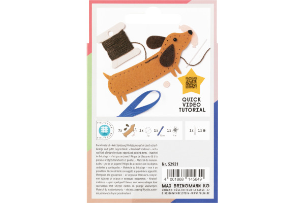 FOLIA Mini Filzinies 52921 Dackel 12-teilig