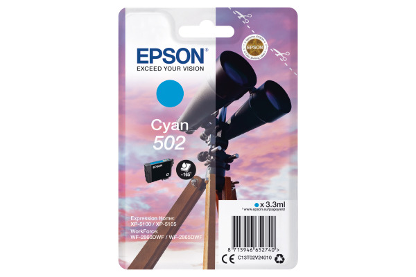 EPSON Tintenpatrone 502 cyan T02V240 WF-2860/XP-5100 160 Seiten