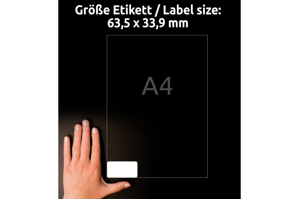 AVERY ZW. Folienetiketten 63,5x33,9mm L4773REV weiss-non-perm.480 St./20 Bl.
