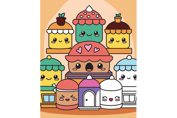 GRAINECRÉ Malen nach Zahlen 18x22cm GC-750268 Kawaii Kuchen