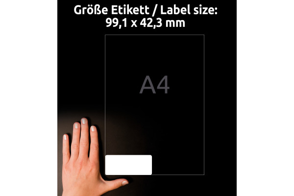 AVERY ZW. Etiketten 99,1x42,3mm L4776-20 Folie,wetterf. 240 Stk./20Bl.