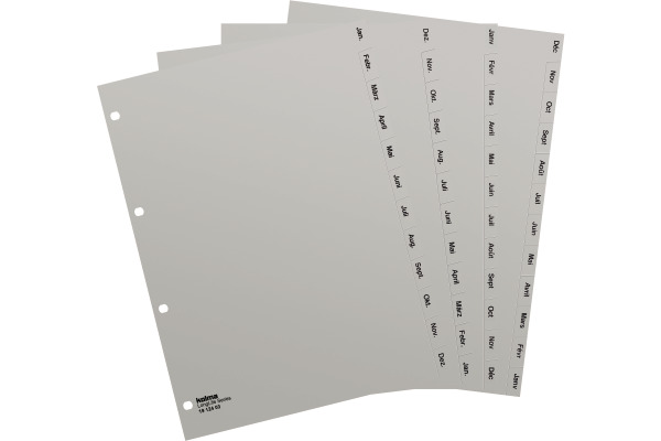 KOLMA Register LongLife A4 19.124.03 grau Jan-Dez DE