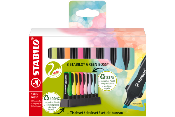 STABILO Textmarker GREEN BOSS 2-5mm 6070/08-5 Tischset 8 Stk.