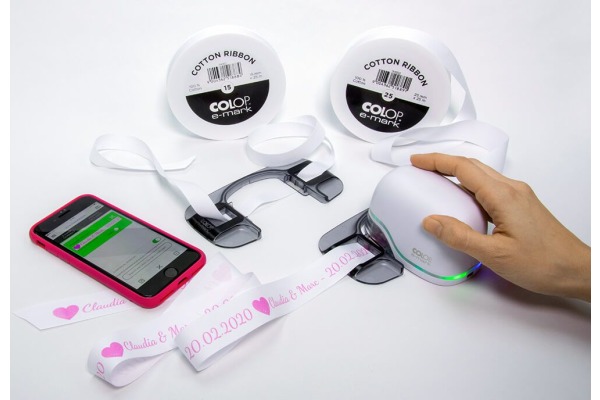 COLOP Baumwollband 15mmx25m 154921 für e-mark, weiss