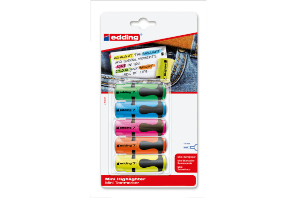 EDDING Textmarker Mini 1-3mm 7BLI-99 5 Farben ass.