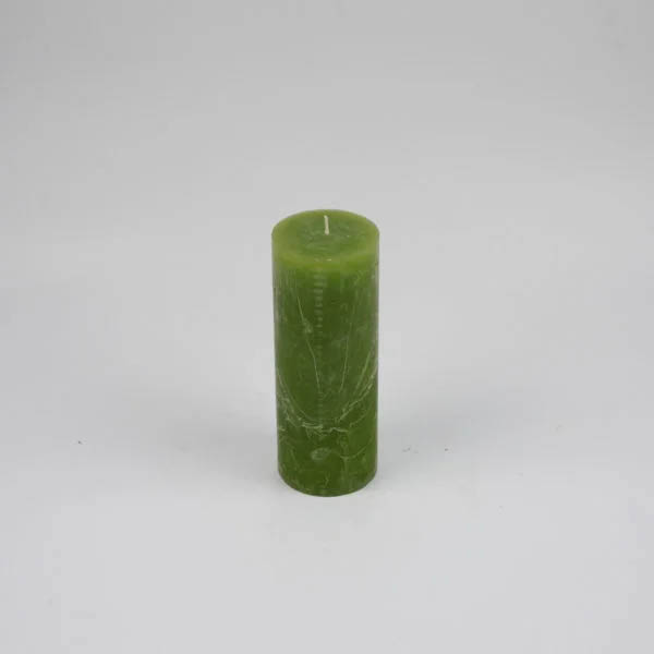 Zylinderkerze 6.8x18cm Raureif Grasgrün - Unifarben Durchgefärbte Kerzen aus 100% Paraffin