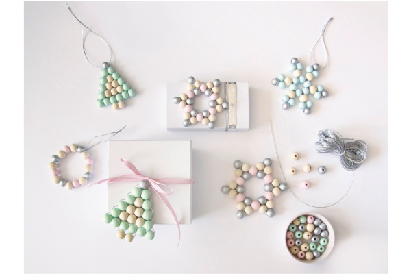 FOLIA Holzperlen Sterne 22522 Set Pastell