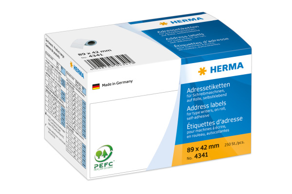 HERMA Adressetiketten 89×42mm 4341 weiss, Rolle