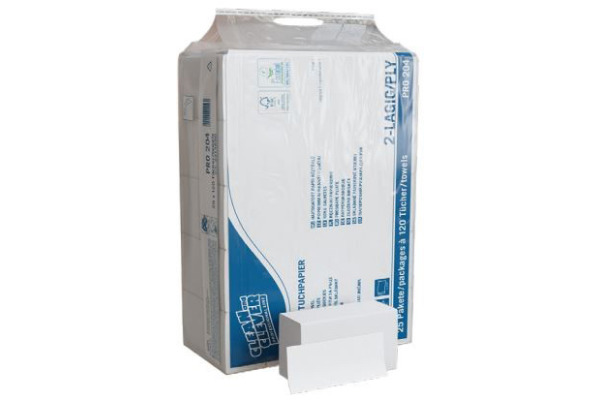 CLEAN AND Handtücher W-Falz 20.6x32cm 38512 PRO204 hochweiss 25x120 Blatt