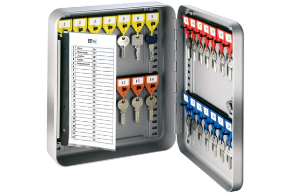 RIEFFEL Schlüsselkasten KyStor grau A15611 24,2x30x8cm 28 Haken