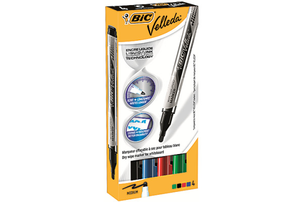 BIC Whiteboard Liquid Ink 902094 4 Farben, Etui