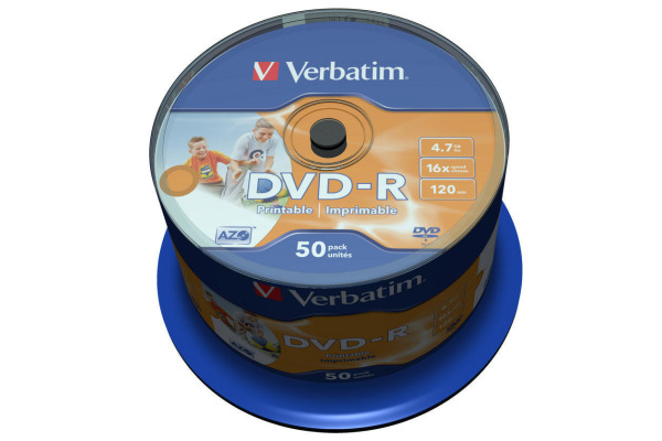 VERBATIM DVD-R Spindle 4.7GB 43533 1-16x fullprint o.L 50 Pcs