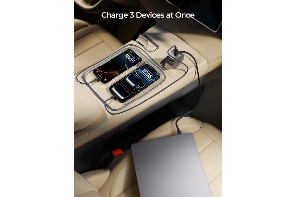 AUKEY Pathfinder Sling Car Charger CC-P5 67W,USB-A&C,Buit-in-Cable