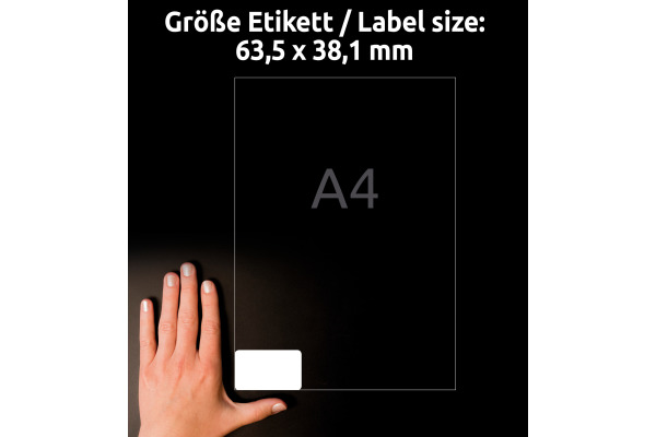 AVERY ZW. Adressetiketten 63,5x38,1mm L7160-100 weiss 2100 Stk./100 Blatt