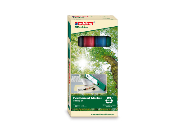 EDDING Permanent Marker 21 1.5-3mm 21-E4 4-farbig ass.