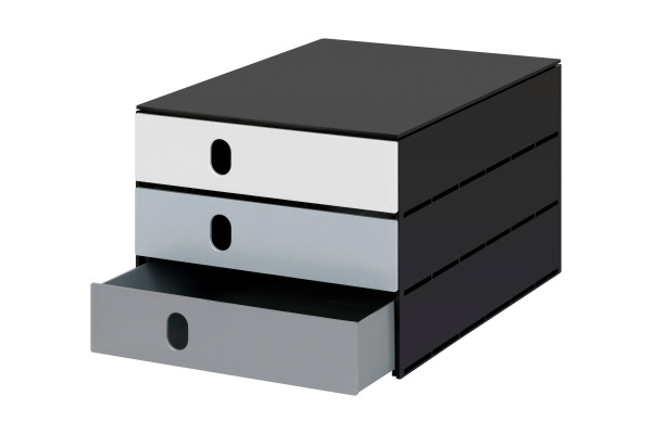 STYRO Systembox styroval 24x33x20cm 14-8050.9 grau/schwarz 3 Schubladen