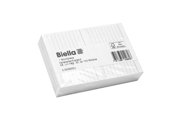 BIELLA Karteikarten liniert 30 A8 23008300U weiss 200 Stück