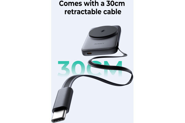 AUKEY MagFusion Reel 5000mAh PB-MS11 PB,Qi2 Wirel.Retract.Cable