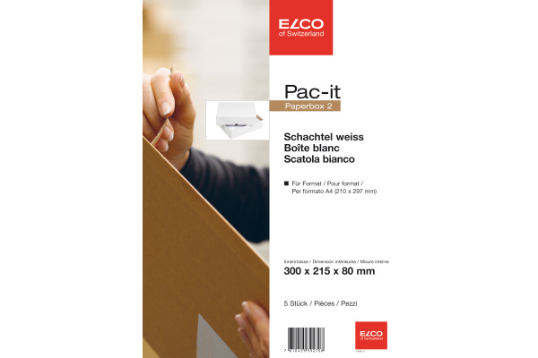 ELCO Paperbox Pac-it 300x215x80mm 74566.12 weiss 5 Stück