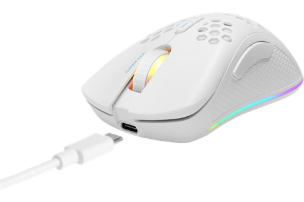 DELTACO Lightweight Gaming Mouse,RGB GAM120W Wireless, White, WM80