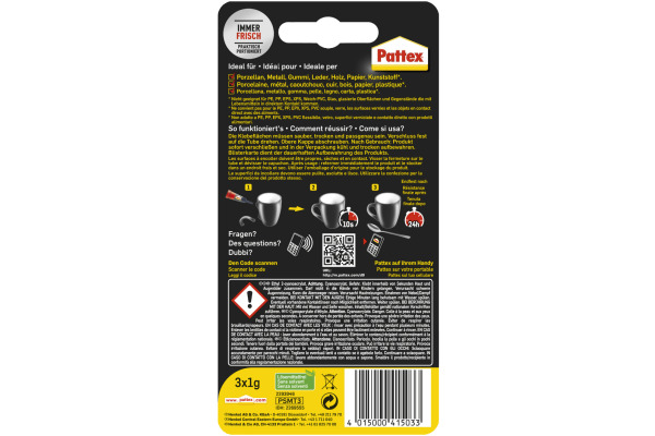 PATTEX Sekundenkleber Mini Trio PSMT3 flüssig 3x1g