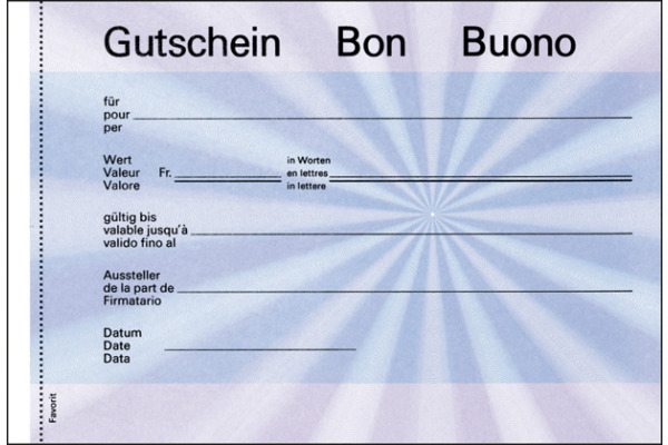 FAVORIT Gutscheine D/F/I A6 2058 BLAU blau 25 Blatt