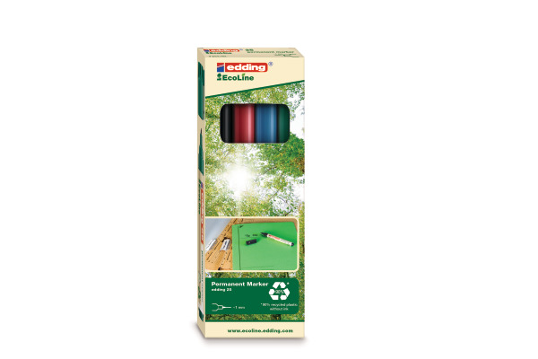 EDDING Permanent Marker 25 E-4 25-E4 Etui, 4-farbig 4 Stück
