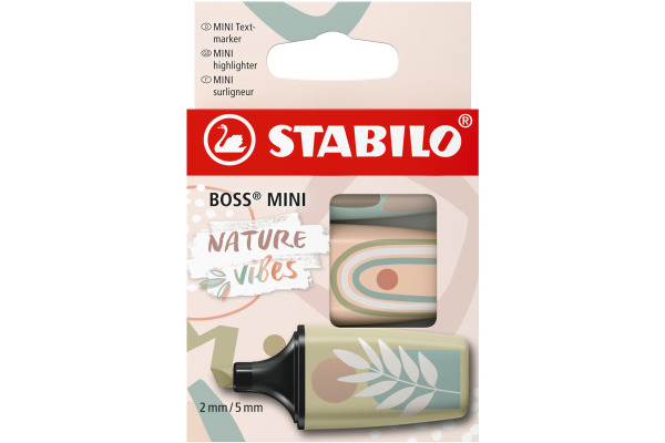 STABILO Boss mini Leuchtmarker 2-5mm 07/03-72 Naturevibes, Etui 3 Stück