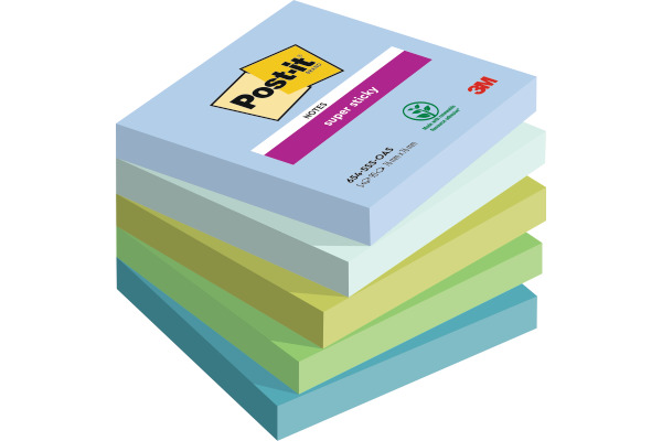 POST-IT Block Super Sticky Oasis 6545SSOAS 5-farbig, 5x90 Blatt 76x76mm