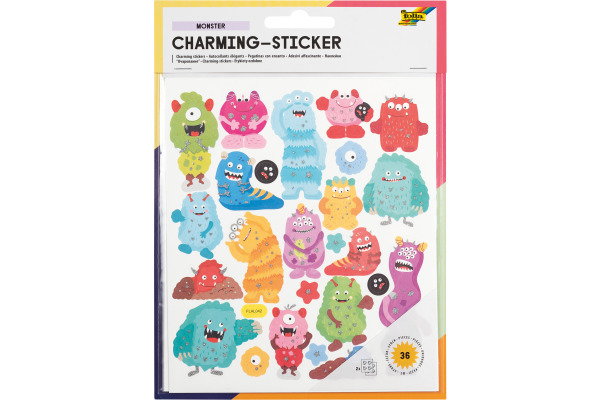 FOLIA Charming-Sticker 18204 Monster 2 Blatt/36 Stück