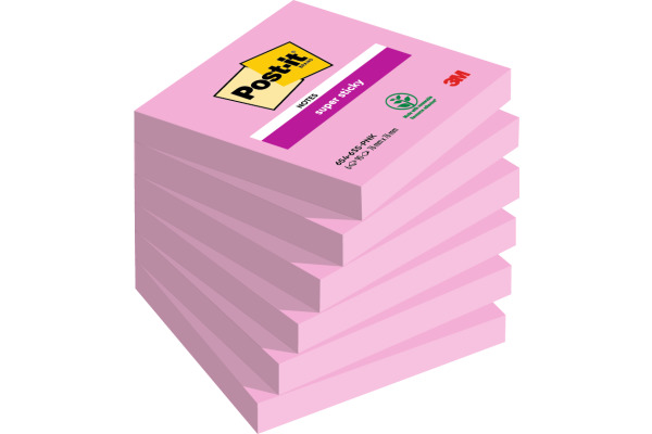 POST-IT Block Super Sticky 76x76mm 6546SSPNK Pink 6x90 Blatt