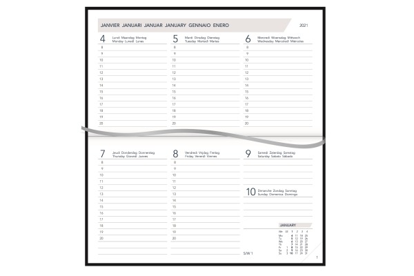 AURORA Agenda Florence Novoplan 2026 1715Z 1W/2S schwarz ML 9x16.5cm