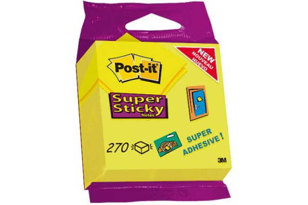 POST-IT Haftnotizen Würfel 76x76mm 2014-S Super Sticky neongelb 270 Bl.